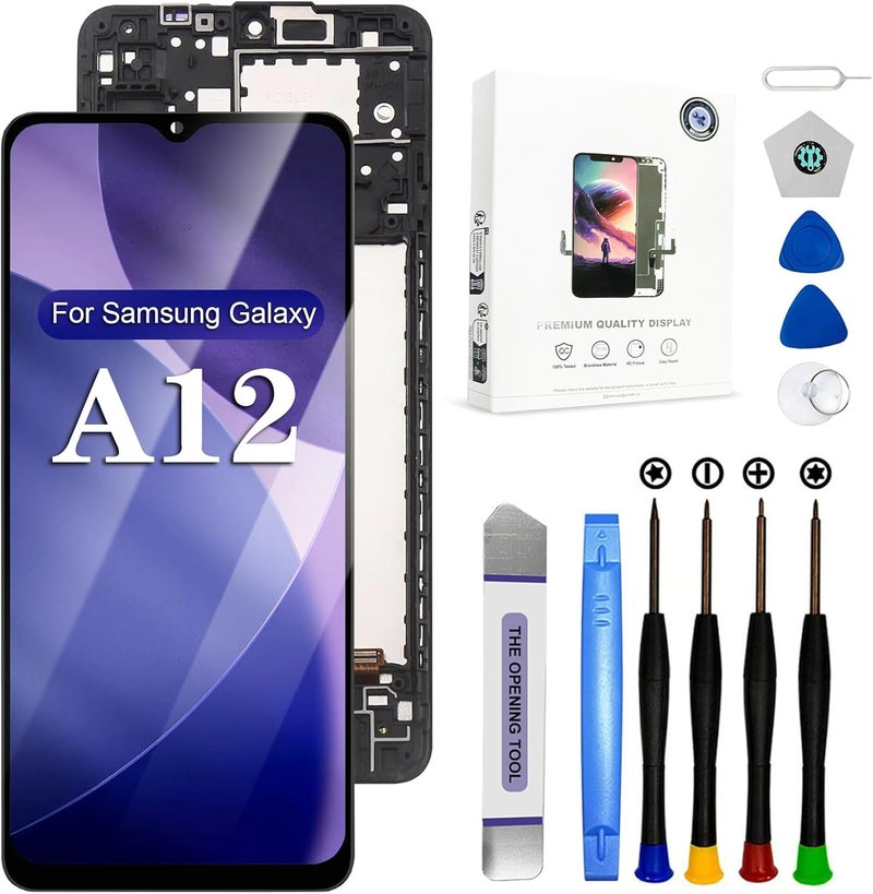 EFAITHFIX Store for Samsung Galaxy A12 Screen Replacement with Frame 6.5 Inch LCD Display Digitizer for Samsung A12 A125U S127DL A125A A125W Screen Replacement Kit Touch Screen Assembly with Repair Tool Kit - Image 1